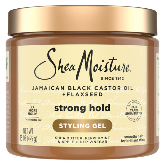 SheaMoisture Strong Hold Styling Gel+Flaxseed Jamaican Black Castor Oil Gives Controlled Style,AllDay Hold,Infused With Castor Seed Oil,SheaButter