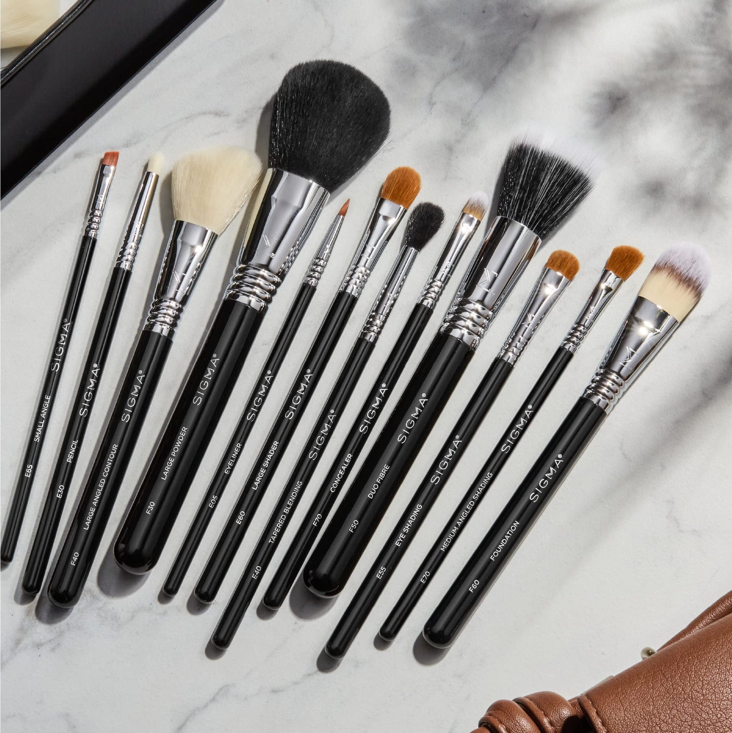 Sigma Beauty Essential Makeup Brushes Set - Professional Grade Makeup Brush Set with Premium Fibers and Sleek, Durable Handles for Face & Eyes