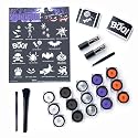 Glimmer Halloween Tricks, Treats and More Glitter Tattoo Kit! - 75 Stencils (15 Designs, 5 Each), 12 Glitters, 3 Crystal Jars, 2 Glues, 2 Brushes