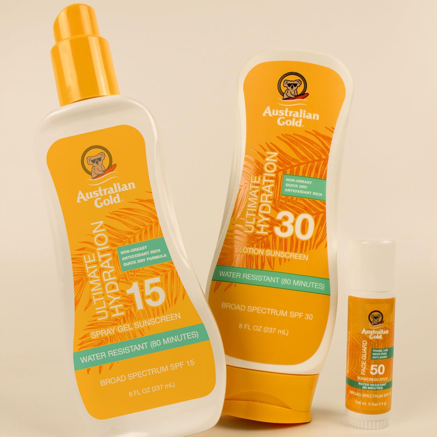 Australian Gold Spray Gel Sunscreen Moisturize Hydrate Skin, Broad Spectrum, Water Resistant, NonGreasyc, Oxybenzone Free, Cruelty Free, SPF 30