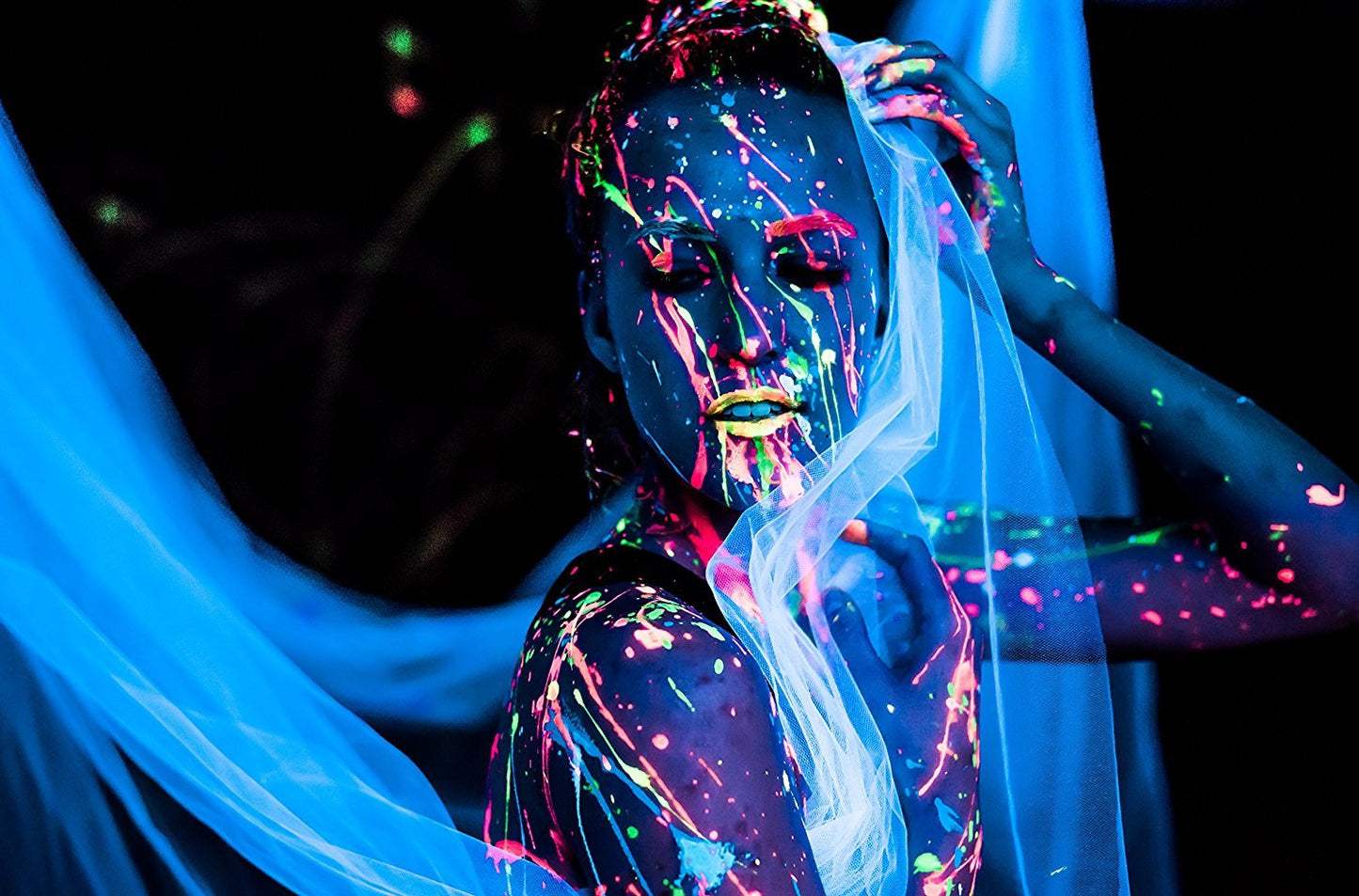 Midnight Glo UV Neon Face & Body Paint Glow - Blacklight Reactive Fluorescent Paint - Safe, Washable, Non-Toxic, Great For Raves, Parties, Festivals