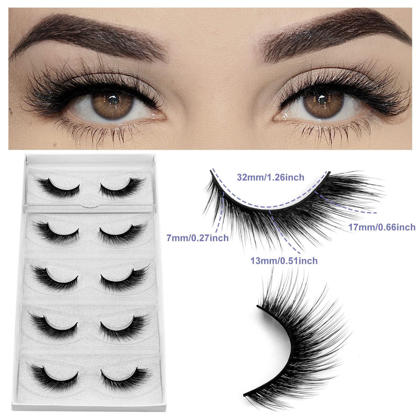DYSILK Mink Lashes False Eyelashes - Lash Extension Strip Eyelashes 5 Pairs 6D Lashes Fox Eye Mink Eyelashes False Lashes Reusable Fake Eyelashes Mink Beauty and Personal Care DYSILK