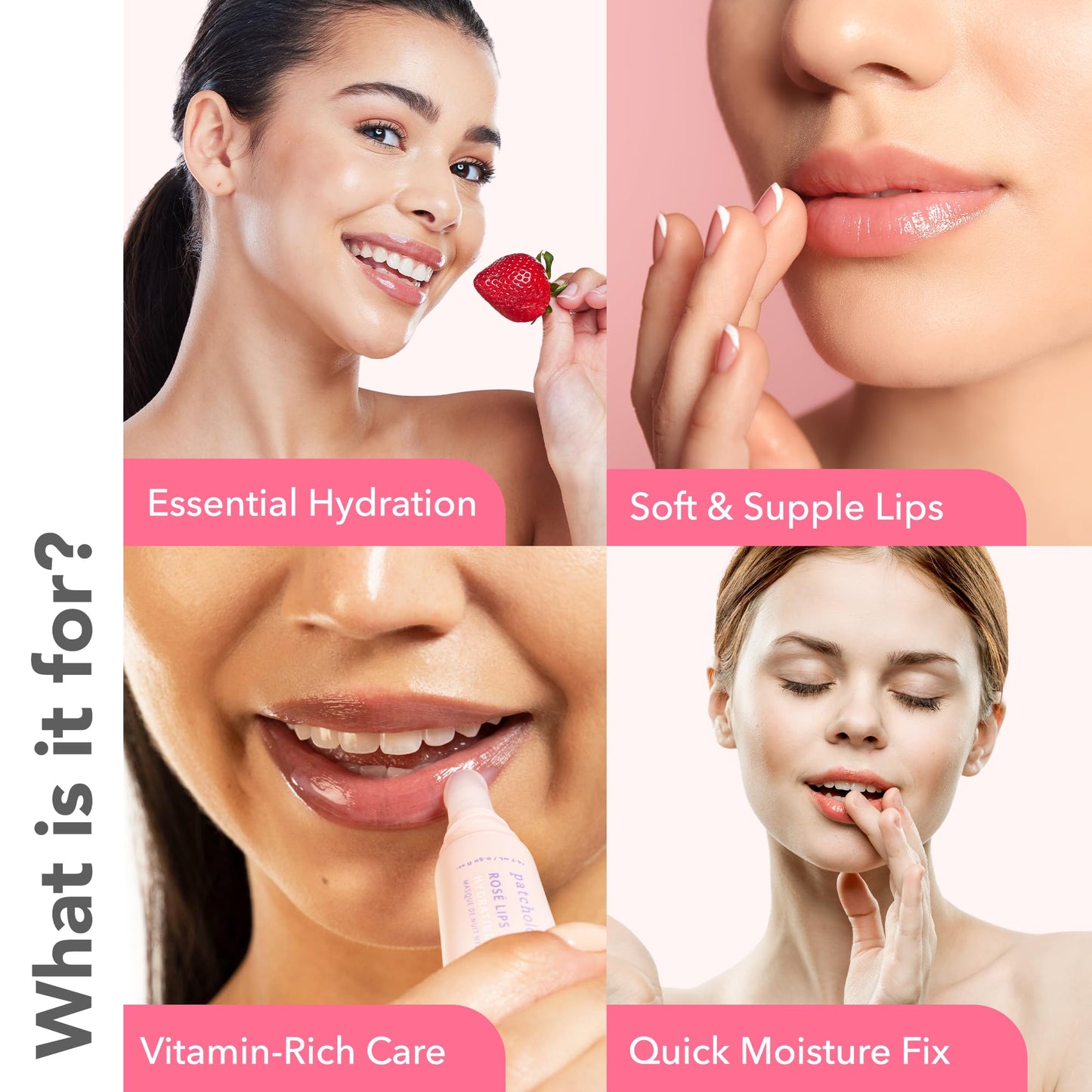 Patchology Rosé Lip Sleeping Mask - Overnight Lip Mask with Hyaluronic Acid and Resveratrol - Hydrating and Repairing Lip Gloss Treatment softens