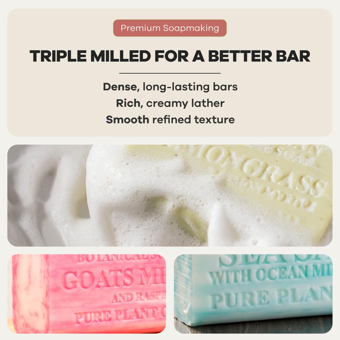 Australian Botanical Soap 8-Pack Variety Bar Soap Set, 6.6 oz Each (8 Bars) - 2 Each: Sandalwood, Sea Salt, Goats Milk Raspberry, Lemongrass & Lemon