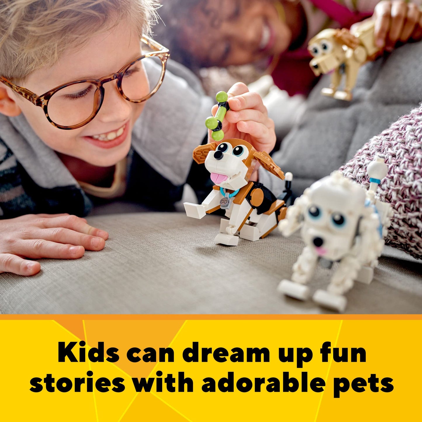 LEGO Creator 3 in 1 Adorable Dogs 31137, Build Dachshund, Beagle, Pug, Poodle, Husky & Labrador Figures, Fun Gift for Kids Ages 7+