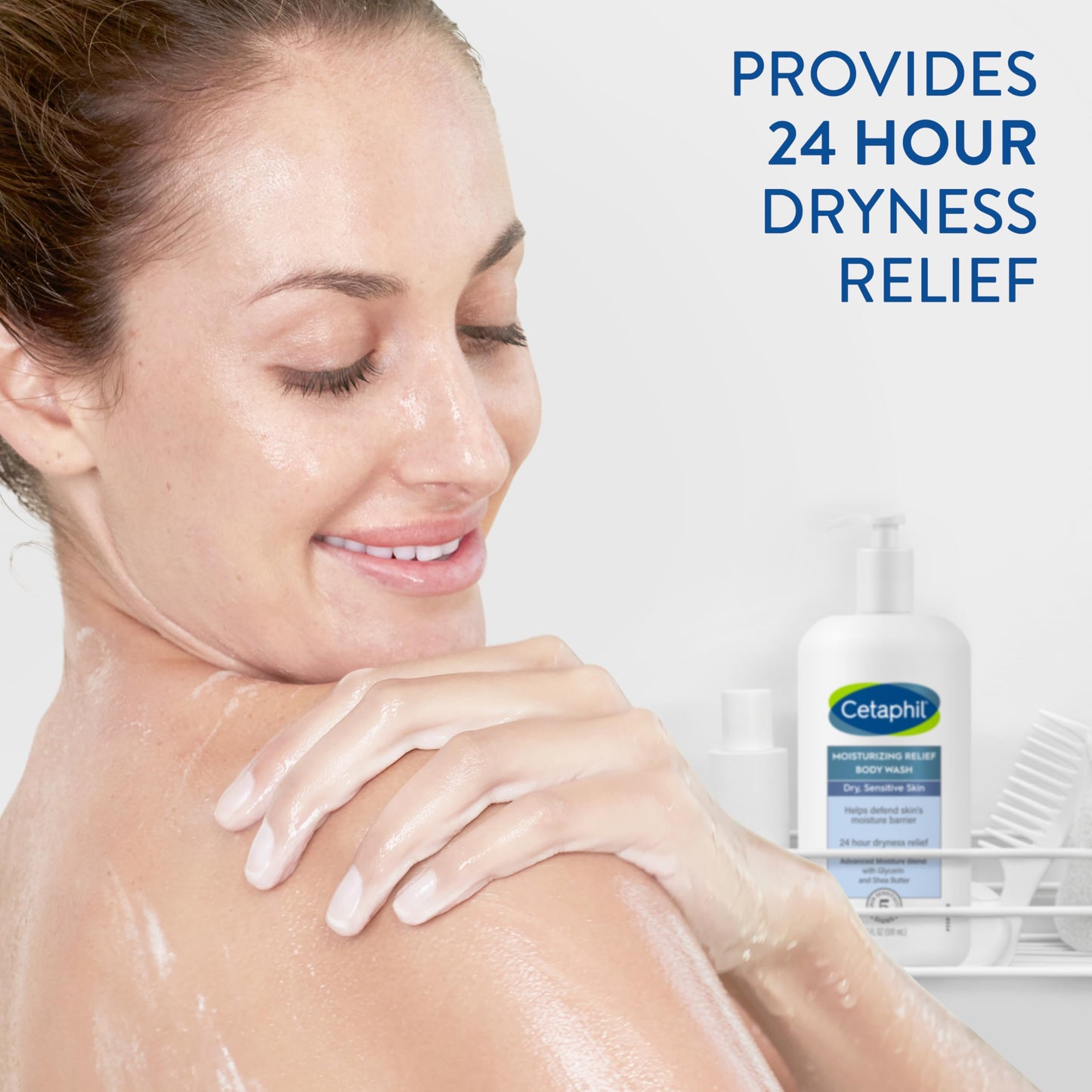 Cetaphil Body Wash, Moisturizing Relief Body Wash for Sensitive Skin, Creamy Rich Formula Gently Cleanses and Gives 24 Hour Relief to Dry Skin