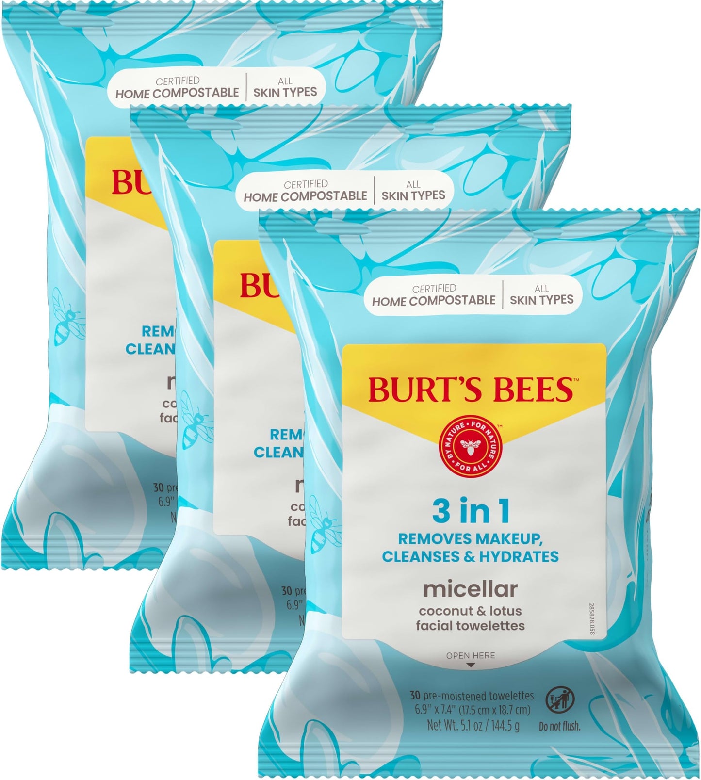 Face Wipes, Burt's Bees Facial Cleansing, Makeup Remover Towelettes, 3 in 1 Hydrating Micellar Cleanser with Coconut & Lotus Water, (Packaging May Beauty and Personal Care Burt's Bees Default Title