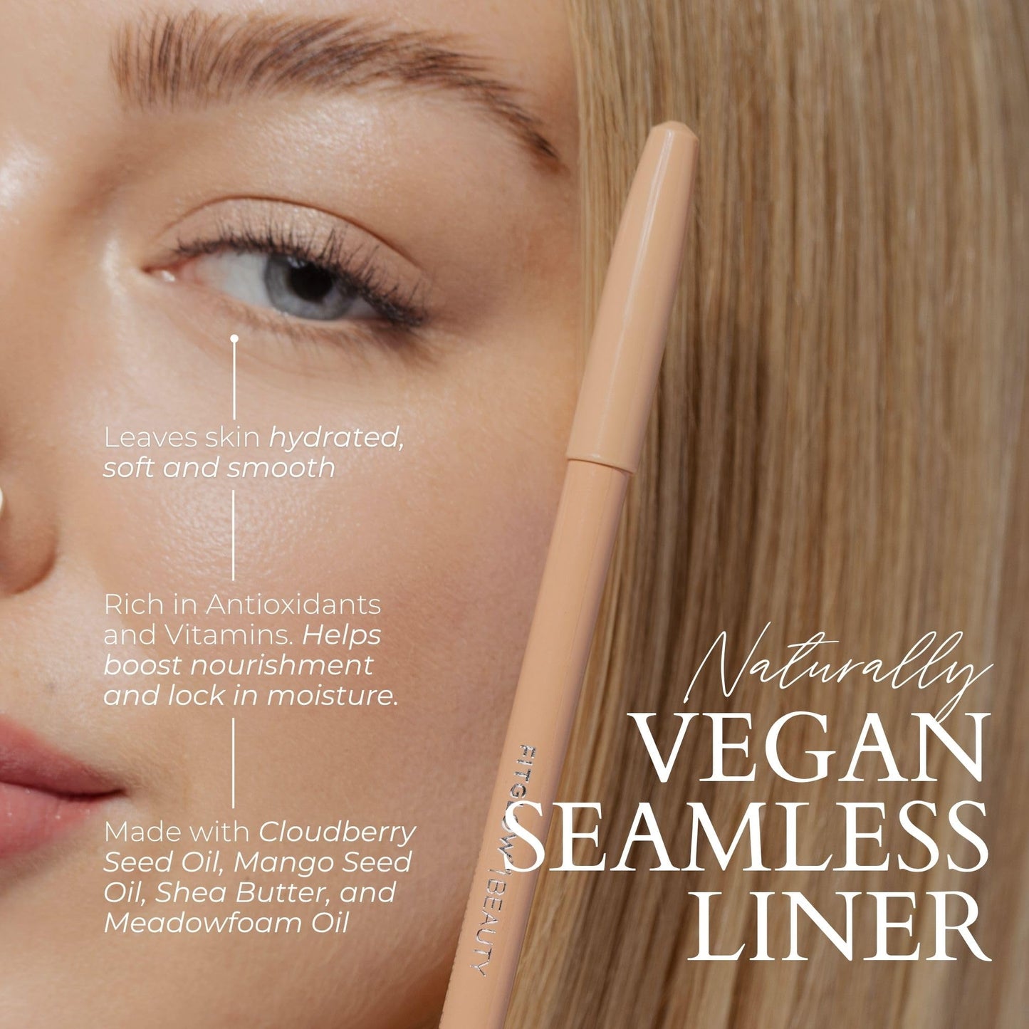 FITGLOW Beauty Vegan Eyeliner Pencil | Long-Lasting Eye Liner with Blending Brush | Smudge-Proof Eyeliner | Sensitive Eye Makeup | Natural, Clean…