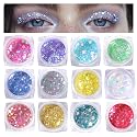 12 Colors Glitter Gel for Face, Body, Hair & Nails Makeup for Festival, Halloween, Party, Cosplay Easy to Apply & Wash Off Women, Teens & Kids