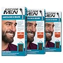 Just For Men Mustache & Beard, Beard Dye for Men with Brush Included, With Keratin Biotin Aloe and Coconut Oil for Healthy Facial Hair - Dark Brown
