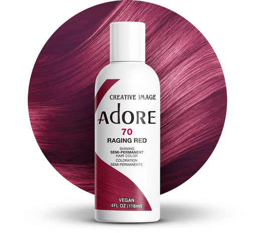 Adore Semi Permanent Hair Color - Vegan and Cruelty-Free Hair Dye - 4 Fl Oz - 070 Raging Red (Pack of 3)
