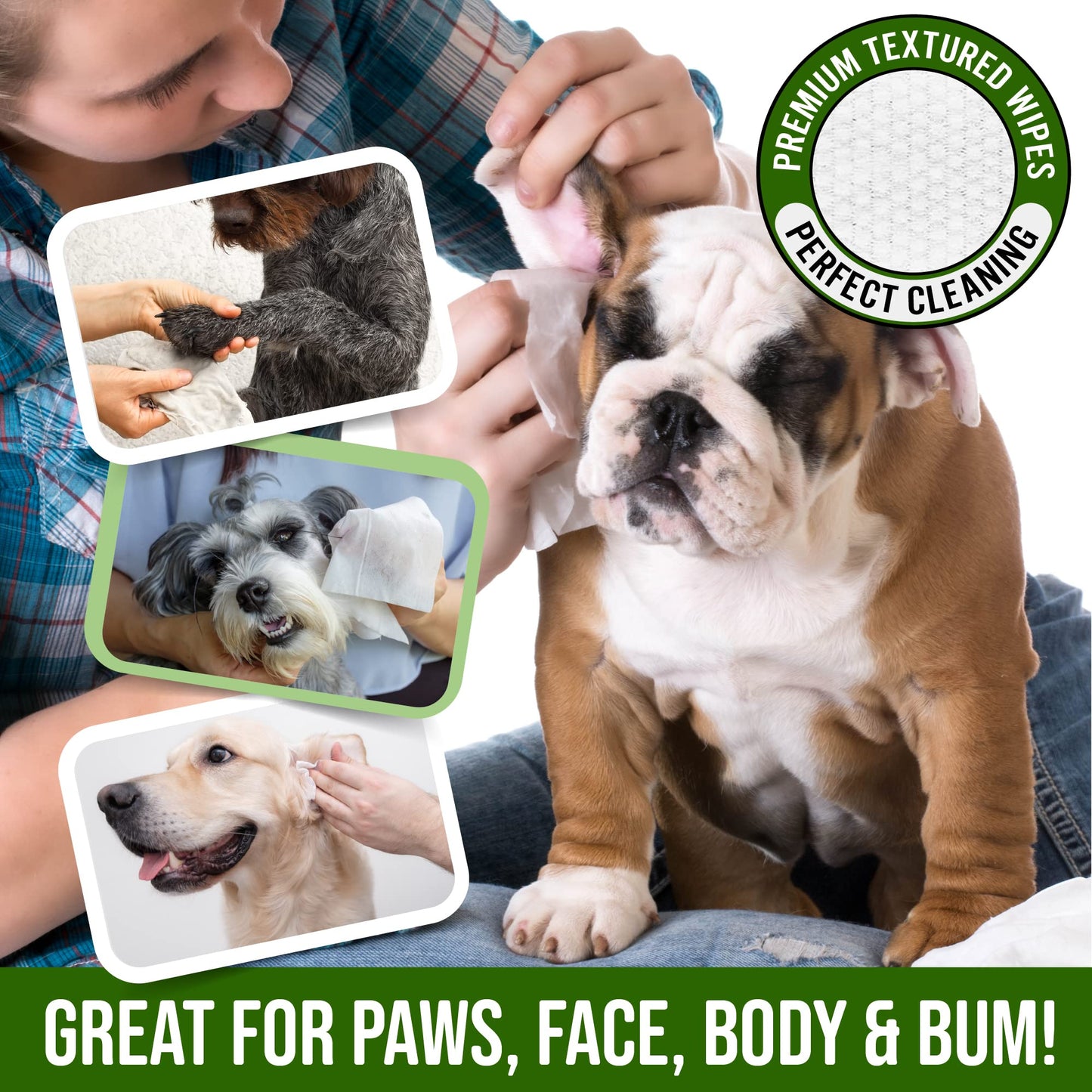 Petazy 400 Dog Wipes – Organic Lavender Scented Pet Wipes for Paws, Butt, Ears & Eyes – Extra Thick, Deodorizing + Bonus Glove Wipes for Dogs & Cats