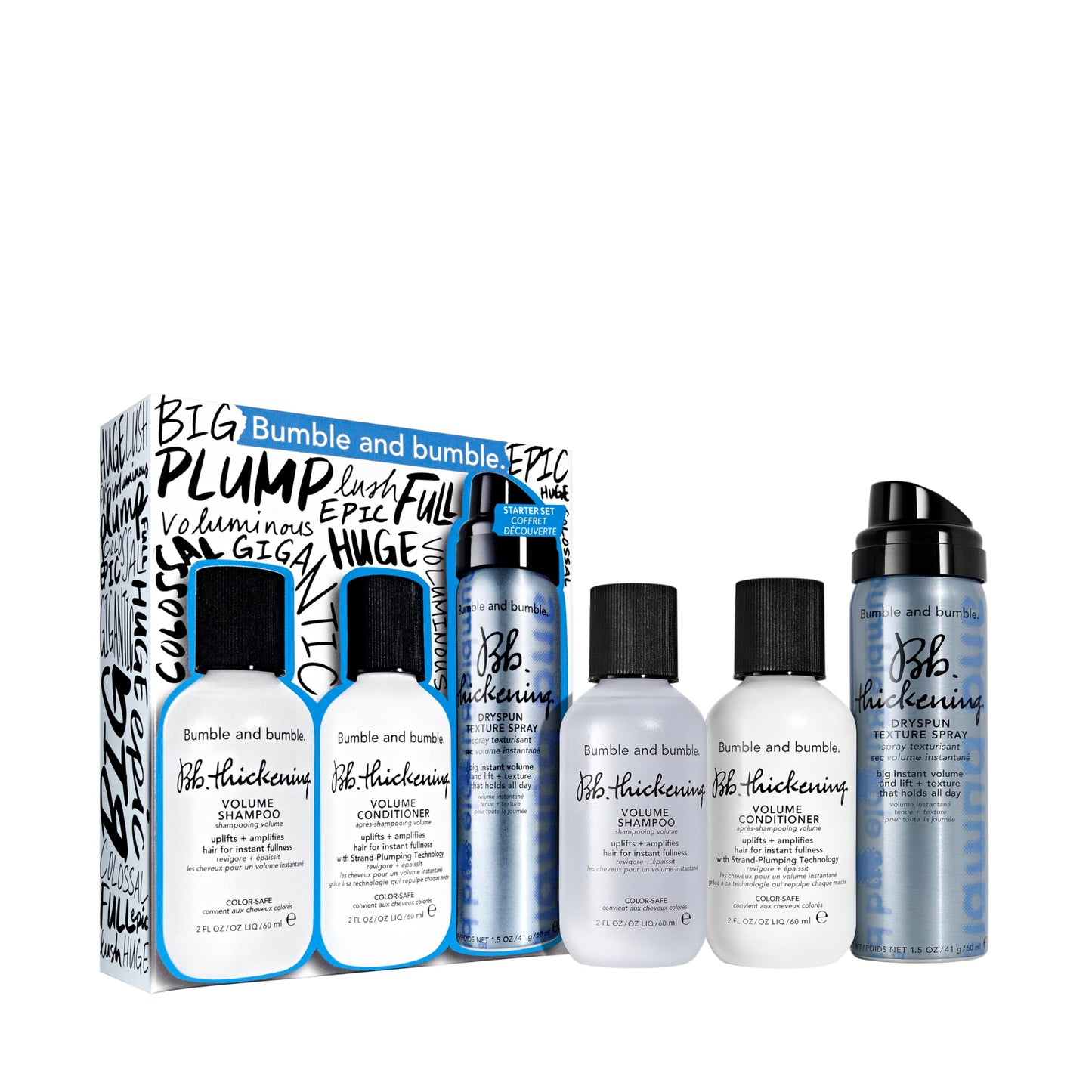 Bumble and bumble. Thickening Travel-Size Volumizing Hair Set for Fine Hair | Shampoo, Conditioner + Dry Texture Spray | 3-Piece Set | Travel Size