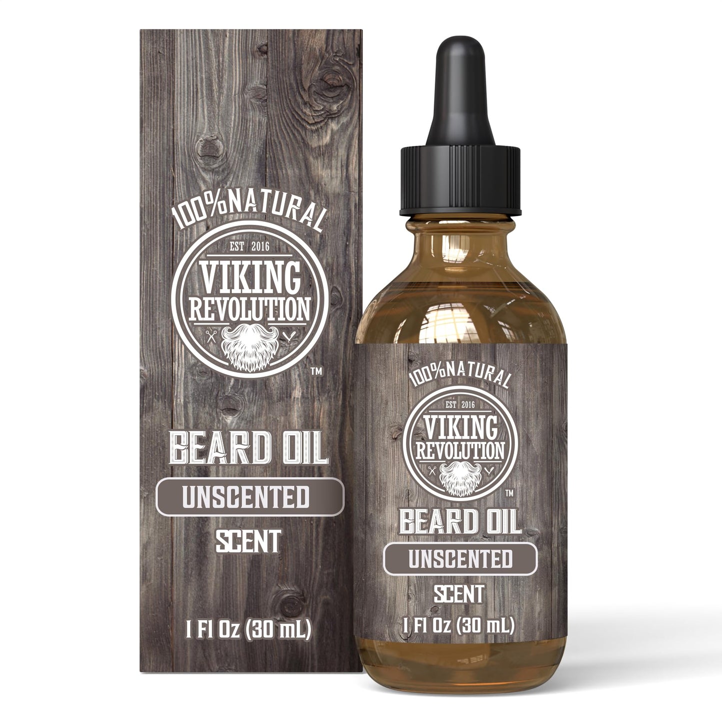 Viking Revolution Unscented Beard Oil for Men - Natural Mens Beard Oil with Argan Oil and Jojoba Oil - Beard Softener, Strengthens and Moisturizes