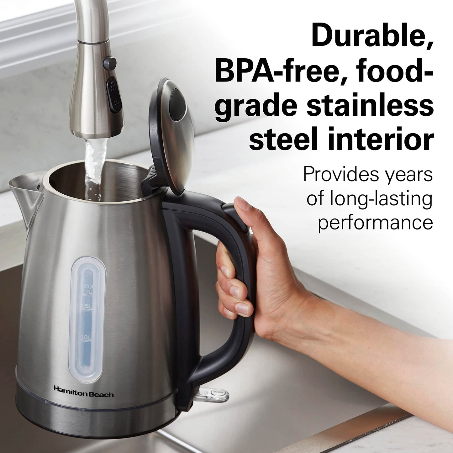 Hamilton Beach Electric Tea Kettle, Water Boiler & Heater, 1.7 Liter, Cordless Serving, 1500 Watts for Fast Boiling, Auto-Shutoff and Boil-Dry…