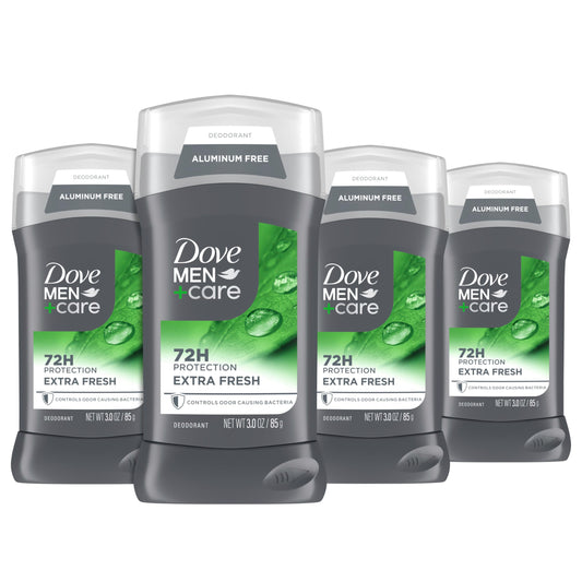 Dove Men+Care Deodorant Stick for Men 4 Count Extra Fresh Aluminum Free 72-Hour Odor Protection Mens Deodorant with 1/4 Moisturizing Cream 3 oz Beauty and Personal Care DOVE MEN + CARE