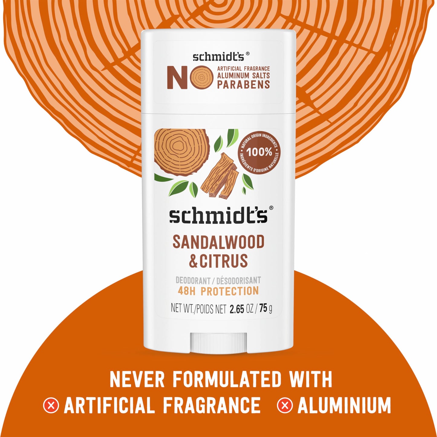Schmidt's Aluminum-Free Vegan Deodorant Sandalwood & Citrus 4 Count for Women and Men, with 24 Hour Odor Protection, Natural Ingredients Beauty and Personal Care Schmidt's