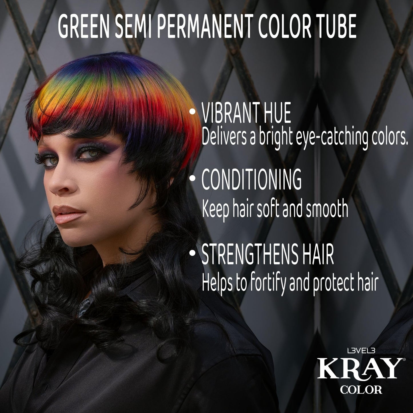 L3 - Level 3 Kray Semi Permanent Hair Color - Semi Permanent Hair Dye with Aloe Vera - Green