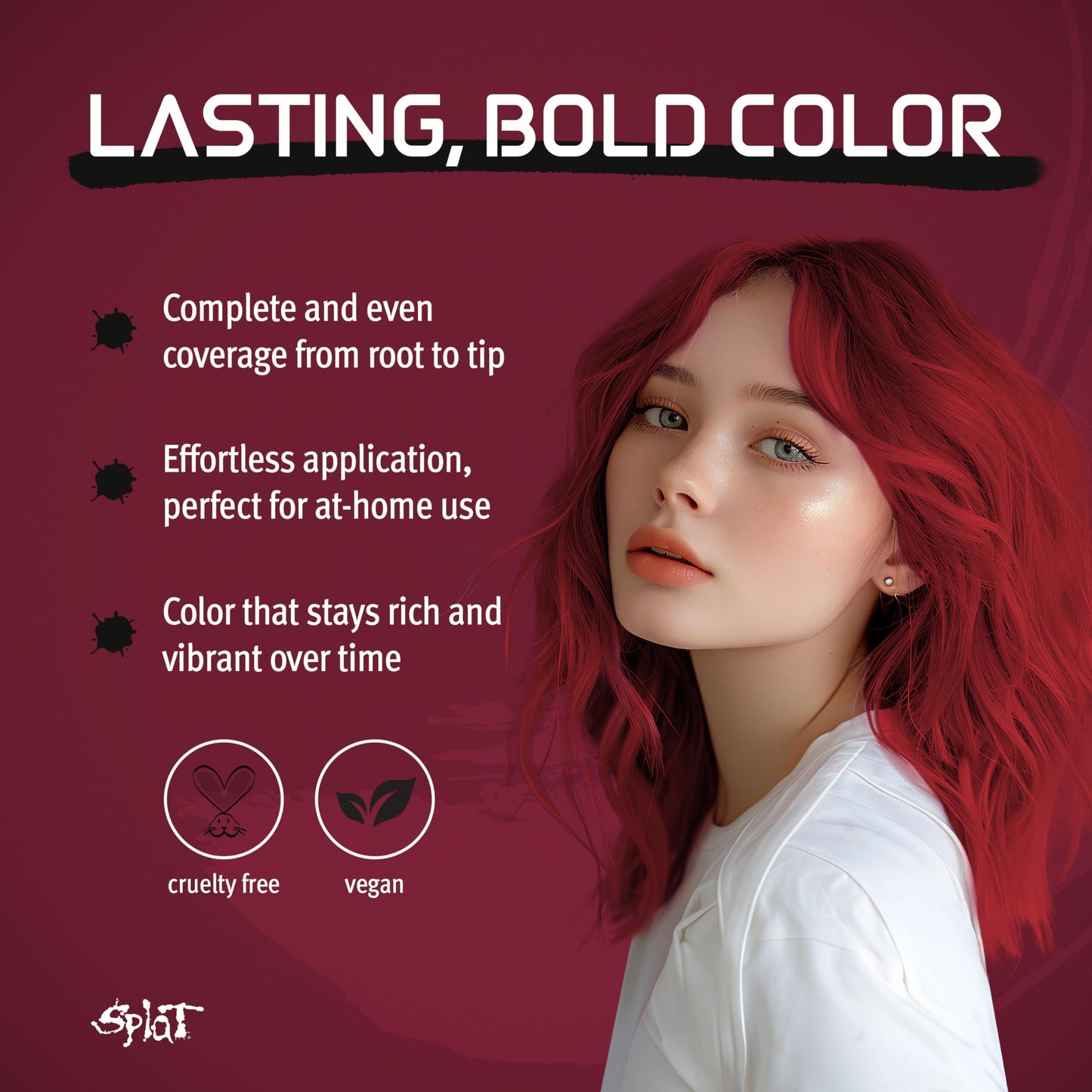 Splat Crimson Obsession Semi Permanent Hair Dye Kit with Bleach, 1 Application, Includes Red Hair Dye, Oxide & Bleach Powder, Vegan & Cruelty Free