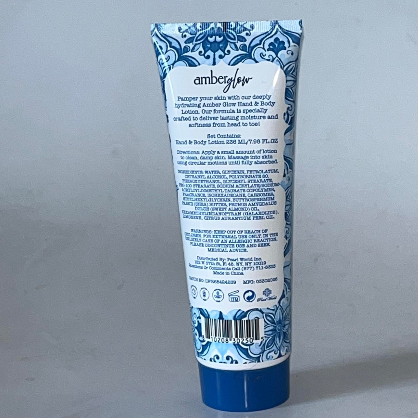 Amber Glow Aqua Blue Hand & Body Lotion, Deeply Hydrating, 7.98 Fl Oz