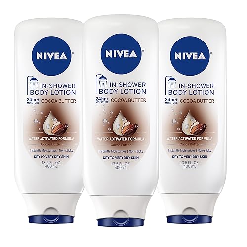 NIVEA Cocoa Butter In Shower Lotion, Water Activated In Shower Moisturizer for Dry Skin to Very Dry Skin, 13.5 FL OZ, Pack of 3