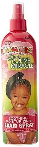 African Pride Dream Kids Olive Miracle Moisturizing Braid Spray - Helps Strengthen & Protect Hair, Excellent for Braids, Twists, Locks & Natural
