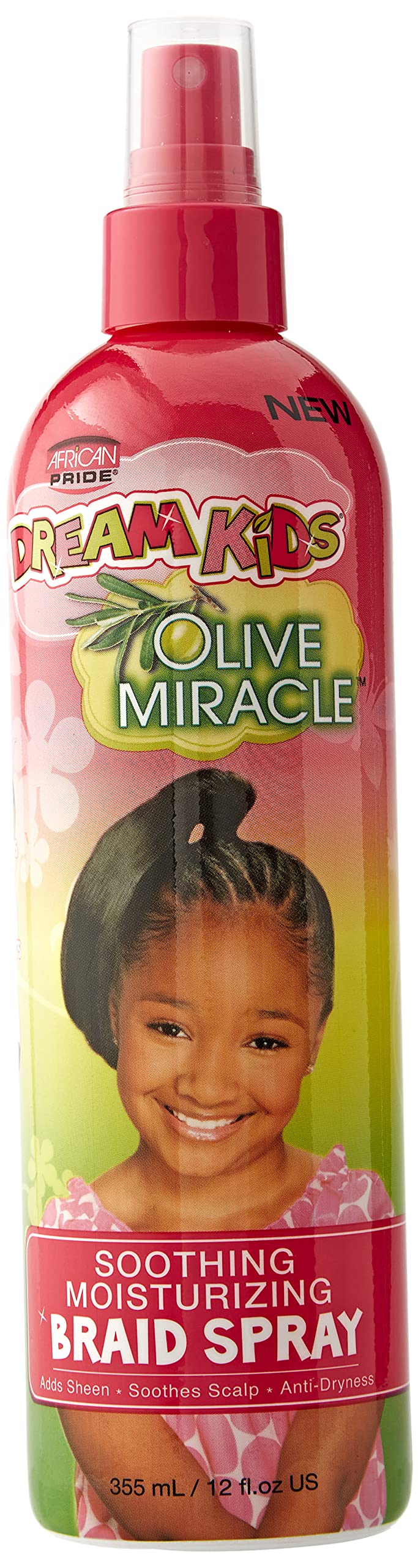 African Pride Dream Kids Olive Miracle Moisturizing Braid Spray - Helps Strengthen & Protect Hair, Excellent for Braids, Twists, Locks & Natural