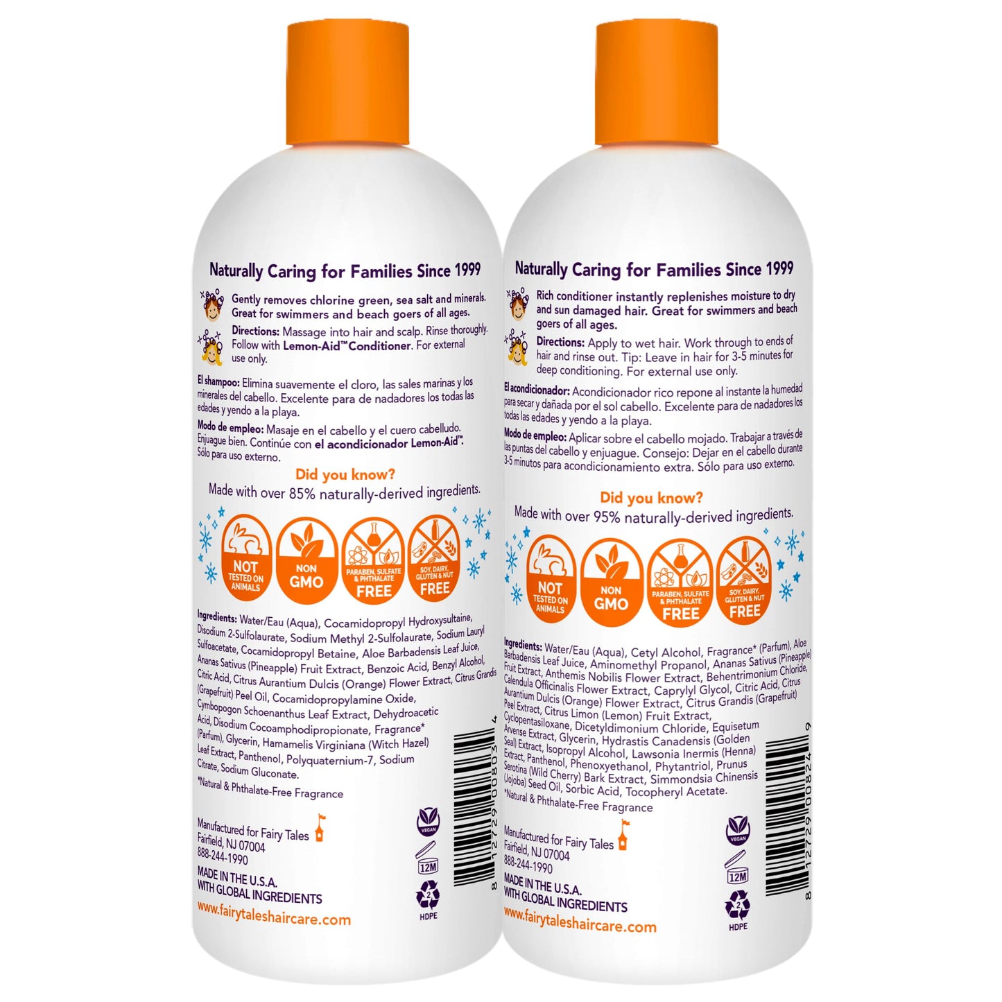 Fairy Tales Sun & Swim Shampoo & Conditioner Liter Duo for Kids - 32oz Each - Chlorine Removal Swim Shampoo Set - Removes Green Pool Tones, Sea Salt