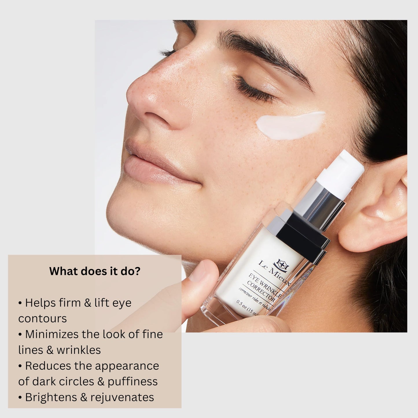 Le Mieux Eye Wrinkle Corrector Cream - Hyaluronic Acid Moisturizer for Eyes with 7 Potent Peptides & Amino Acids, Under Eye Corrector Cream (0.5 oz