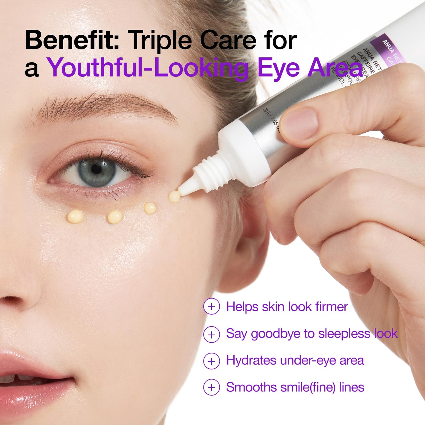 Anua Retinol 0.1 Caffeine Revitalizing Eye Cream, Lightweight Formula for Dark Circles & Puffiness, Hydrating for Sensitive Skin, Korean Skincare,1.05 Beauty and Personal Care ANUA