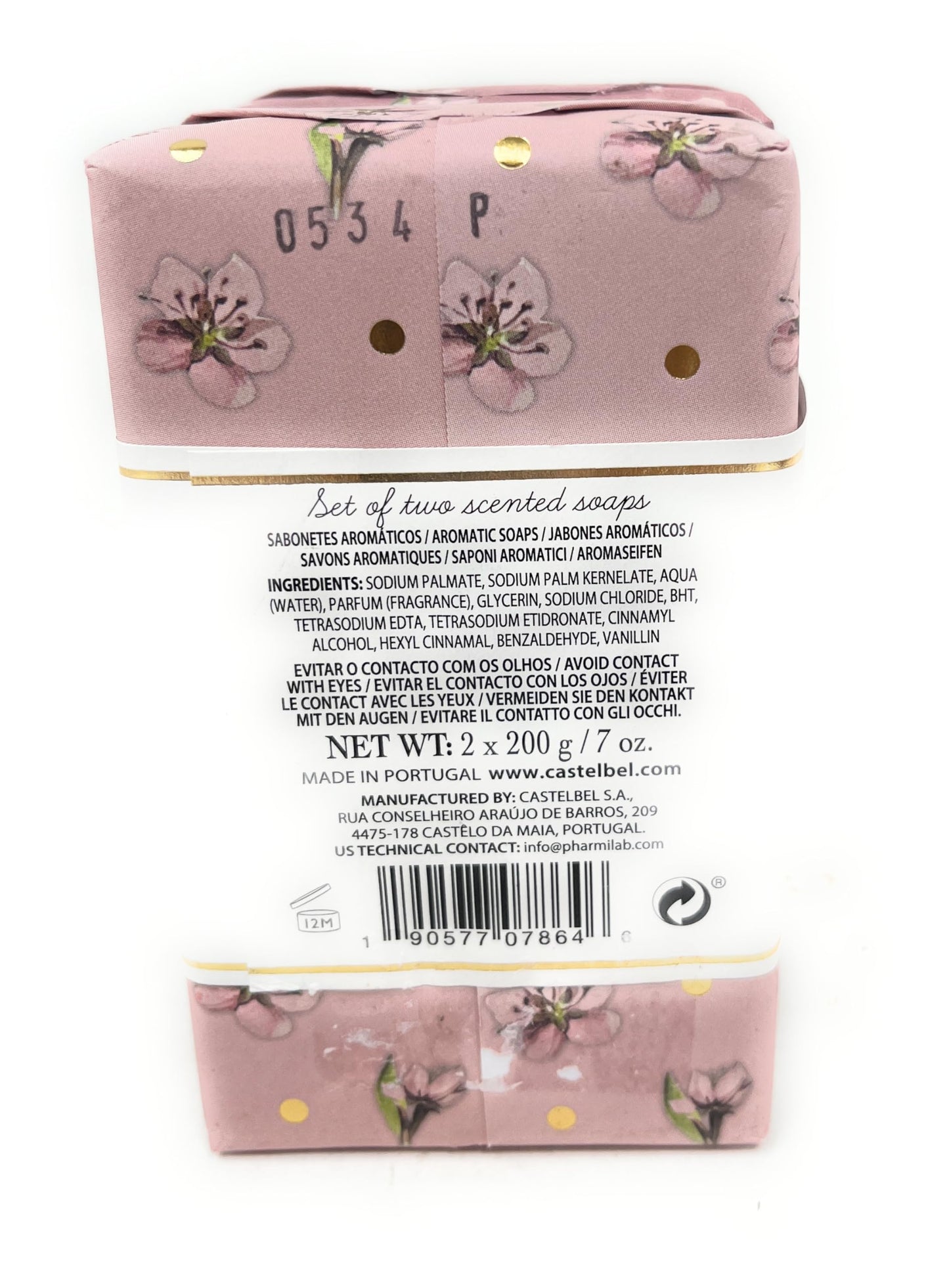 Castelbel Set of Almond Blossom Fragranced Luxury Soap, (2) 7-Ounce Bars