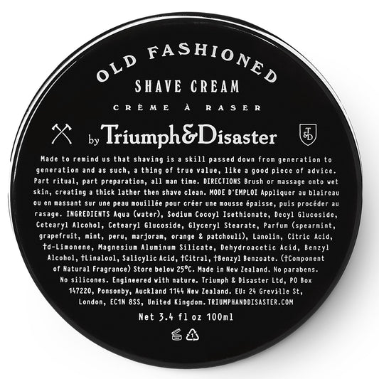 TRIUMPH & DISASTER - Old Fashioned Shave Cream Jar - Shaving Lotion for Sensitive Skin - Alcohol Free, 3.4 oz (100+ shaves) Beauty and Personal Care TRIUMPH & DISASTER