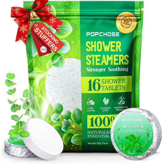POPCHOSE Shower Steamers Aromatherapy 16 Pack, Valentines Day Gifts for Women & Men, Eucalyptus for Shower with Natural Essential Oils- Quick Relief Beauty and Personal Care POPCHOSE