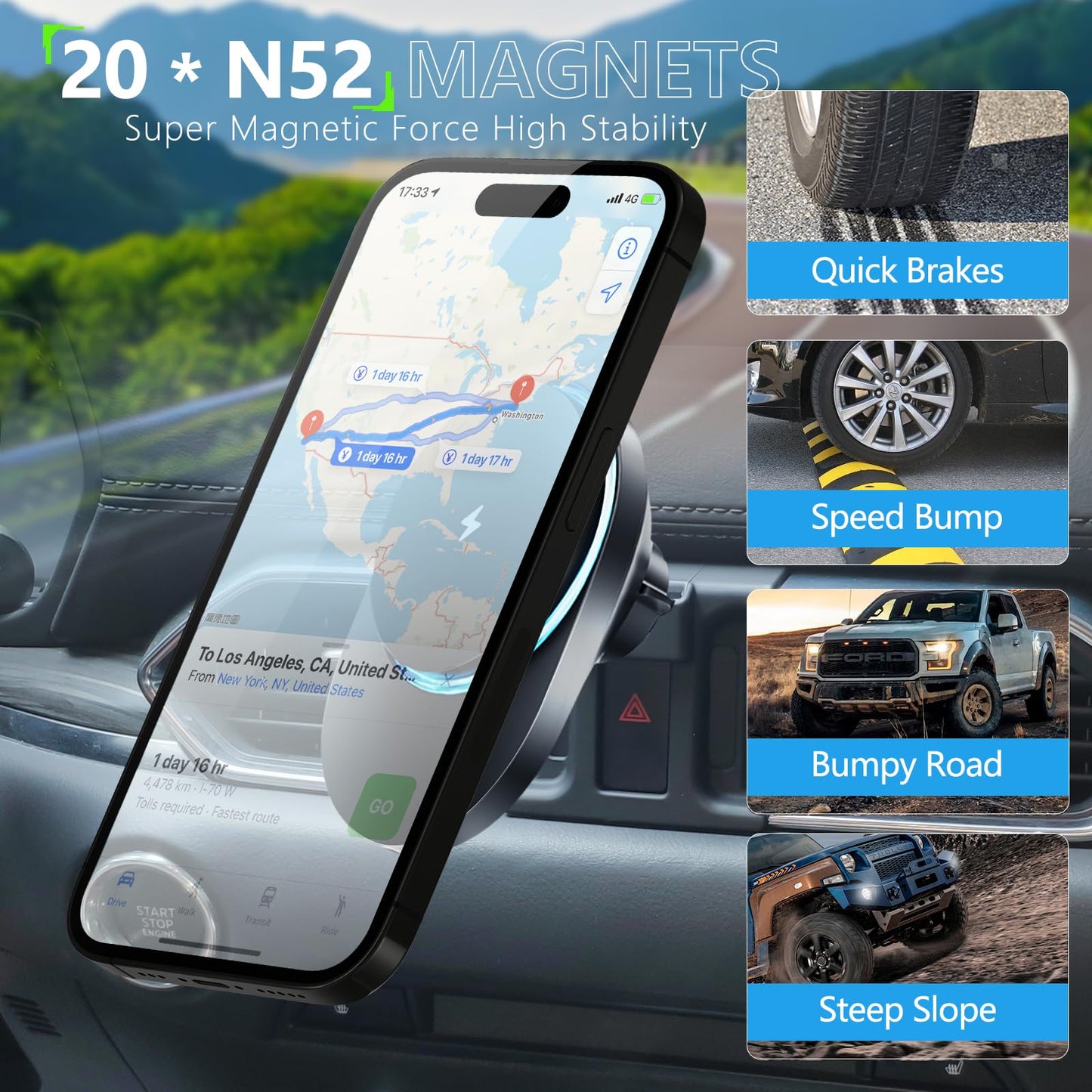 CLEC for Mazda CX-5 2017-2025 Magnetic Wireless Car Charger Phone Holder Mount Custom Fit for Mazda CX-5 2017-2025 15W Fast Charging Car Phone Holder…