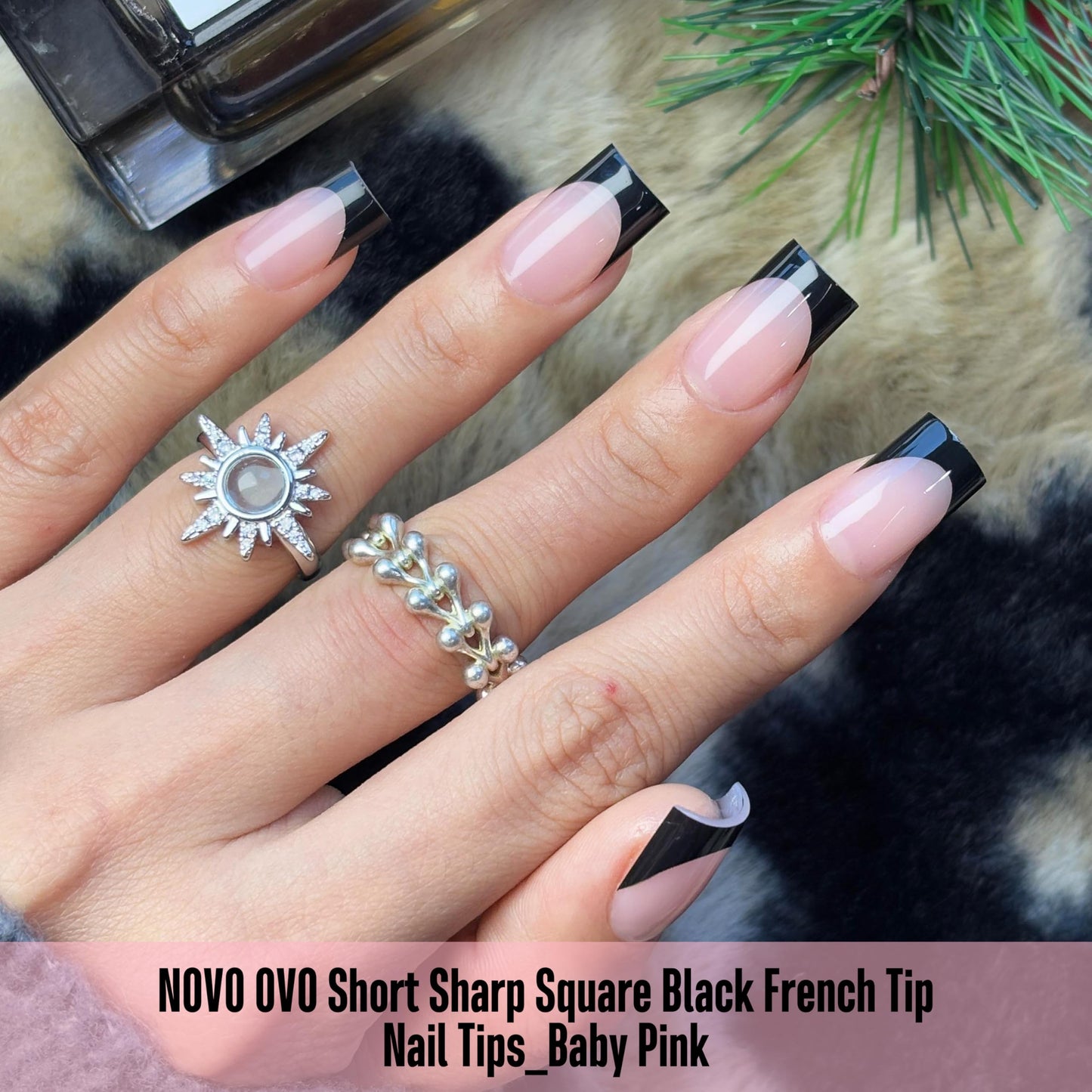 NOVO OVO Short Sharp Square Black French Tip Nail Tips Press on BABY PINK, Extra Thick NEED Nail Glue Builder Gel Top Coat, Soft Gel Full Cover Fake Beauty and Personal Care NOVO OVO