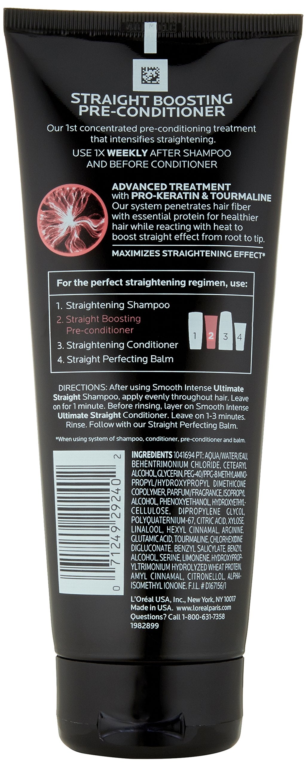 L'Oreal Paris Hair Care Advanced Smooth Intense Ultimate Straight Boosting Pre-Conditioner, 6.8 floz