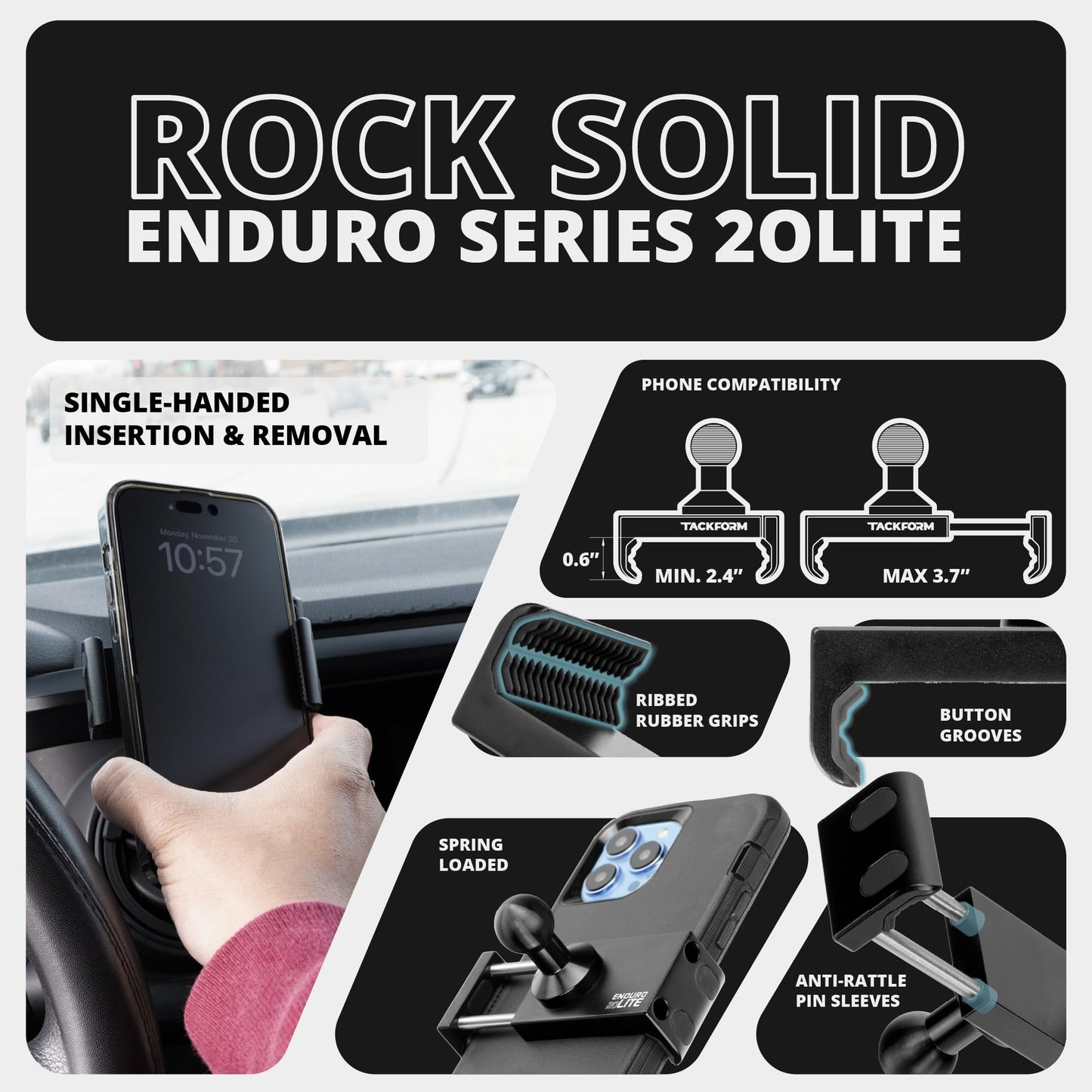 Tackform Link Vent Phone Mount Compatible with 2016-2023 Toyota Tacoma and 2014-2021 Toyota Tundra | Aluminum | Zero Slip, Anti-Scratch | Universal…