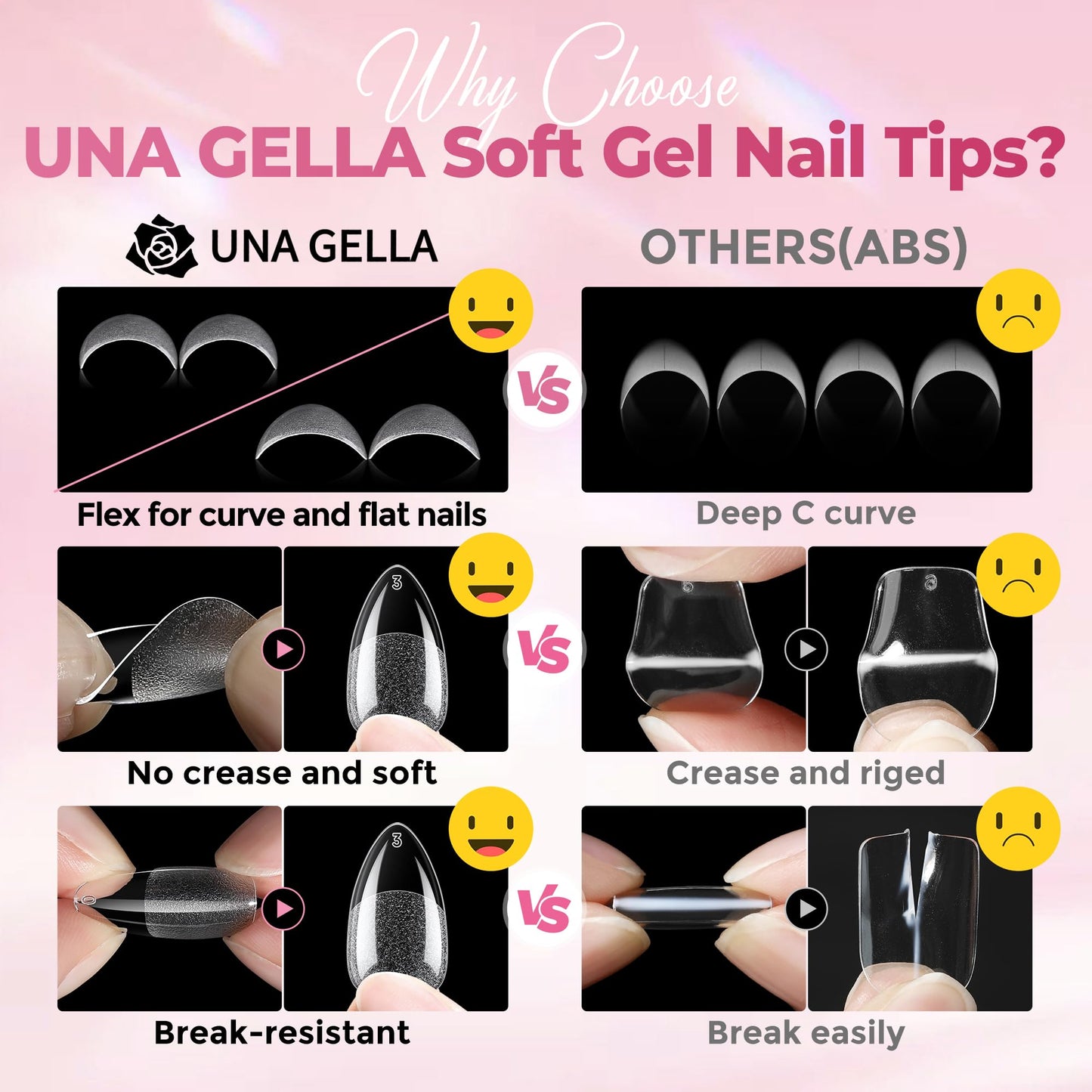 UNA GELLA Short Almond Nail Tips: 450PCS Short Fake Acrylic Nail Tips 15 Sizes Soft Pre-shape Press On Nails Almond For Full Cover Nails Extension Beauty and Personal Care UNA GELLA