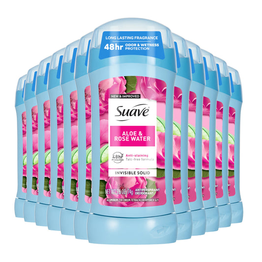Suave Antiperspirant Deodorant For Women, Invisible Underarm Deodorant, 48hr Odor & Wetness Protection, Aloe & Rosewater, Sensitive Skin Deodorant Beauty and Personal Care Suave