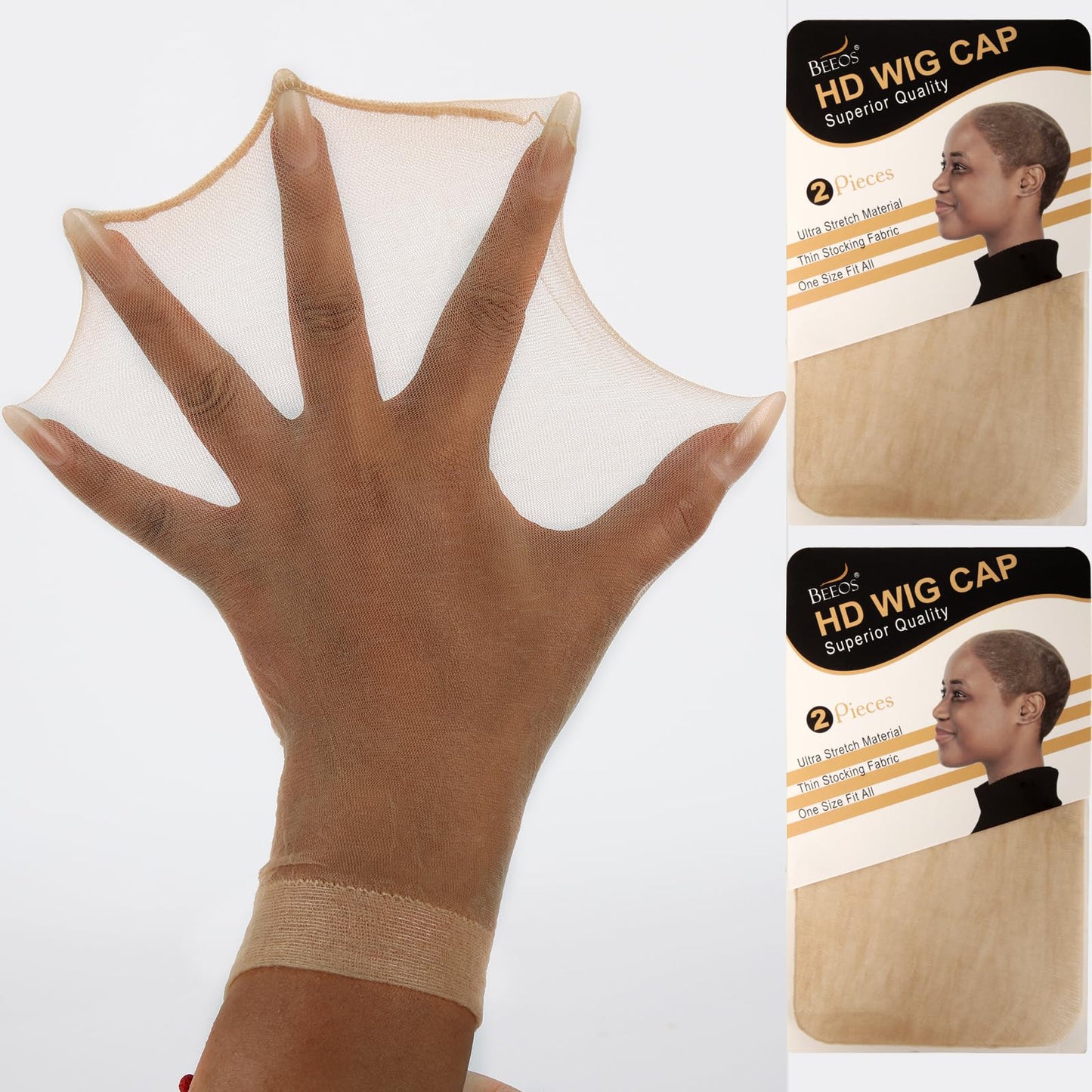 BEEOS Skinlike HD Wig Cap, 4 Pieces Invisible and Sheer Breathable Ultra-thin Stretchy Stocking Caps for Lace Front Wigs Beauty and Personal Care BEEOS Default Title