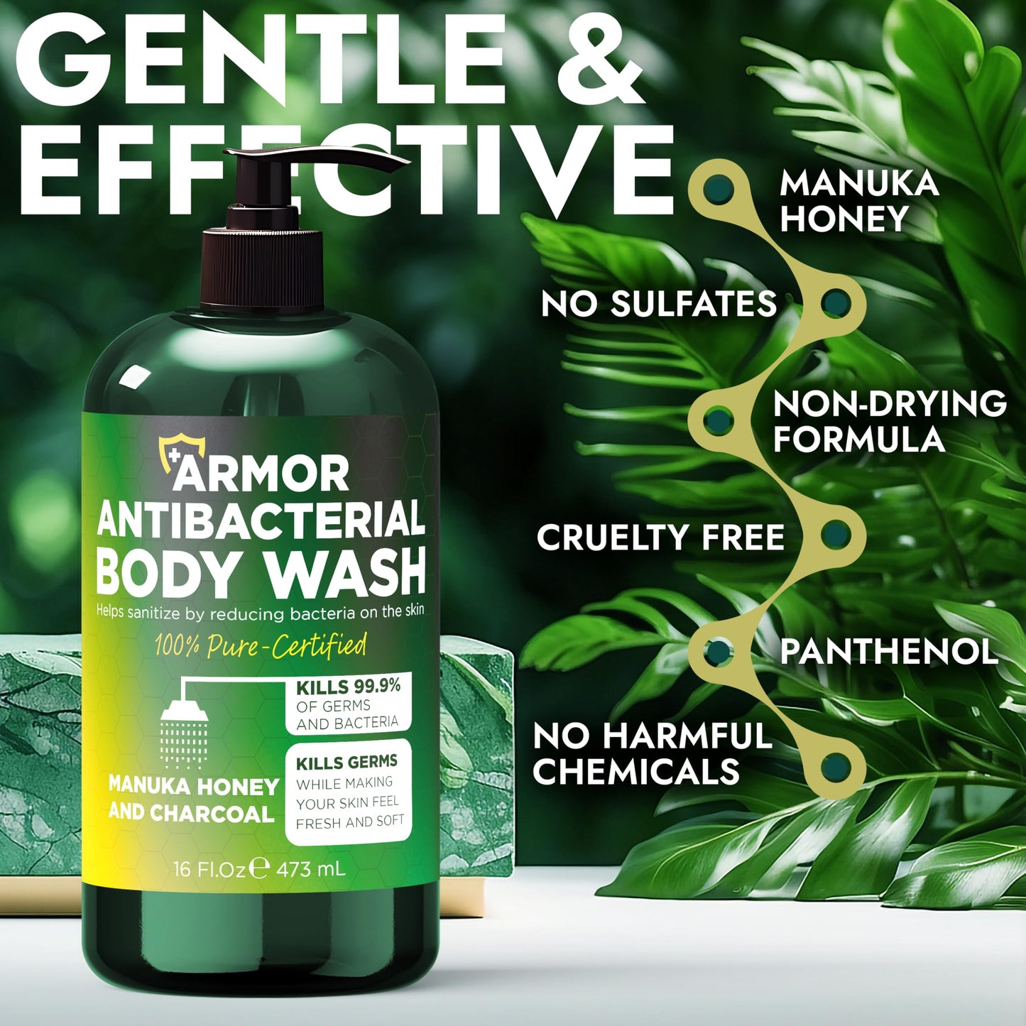 Antibacterial Body Wash | Antibacterial Soap for Men & Women | Kills 99.9% of Germs & Bacteria | Helps with Back Acne, Body Odor & Skin Irritation | Beauty and Personal Care Terramed Just Think Comfort