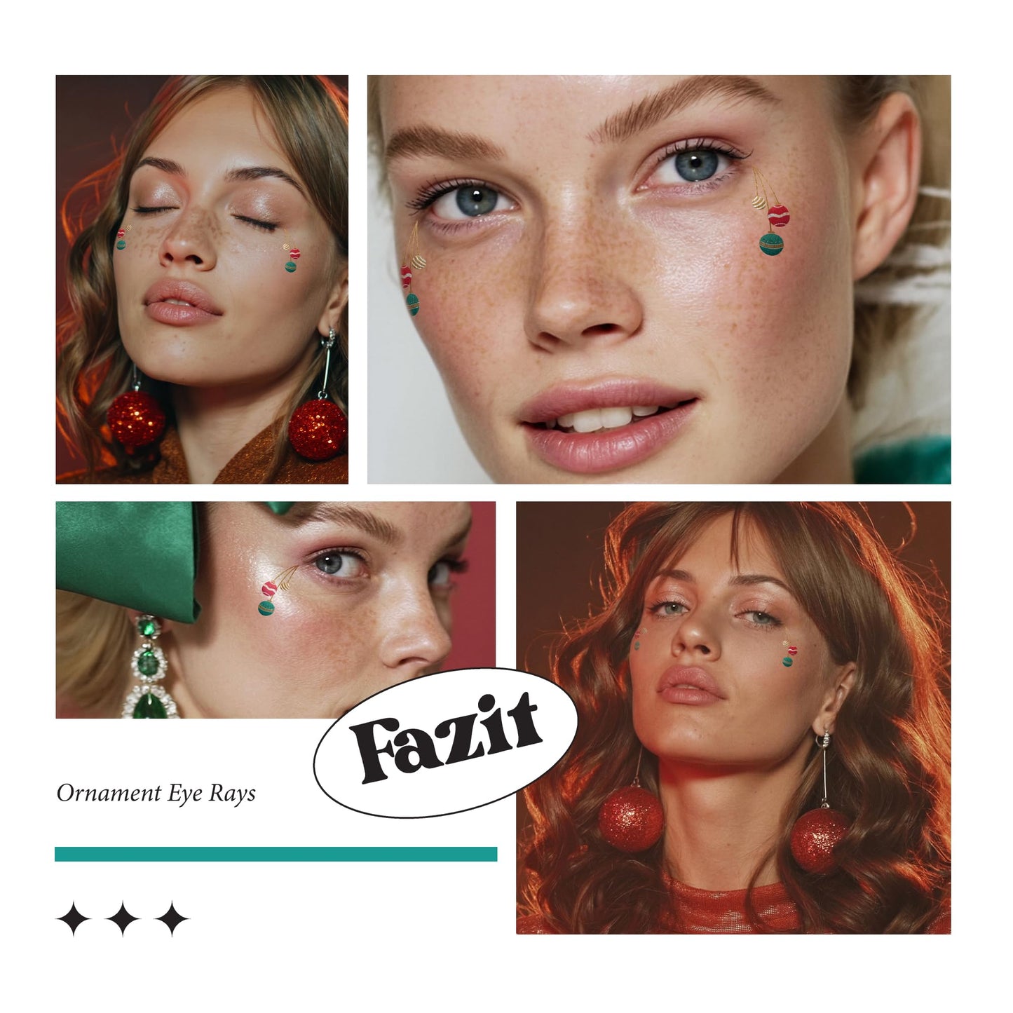 Fazit Makeup Patches - Ornament Eye Rays - Glow Up Make-Up Patches - Cute Glitter Makeup Accessories for Women - Cosmetic Glitter for Face