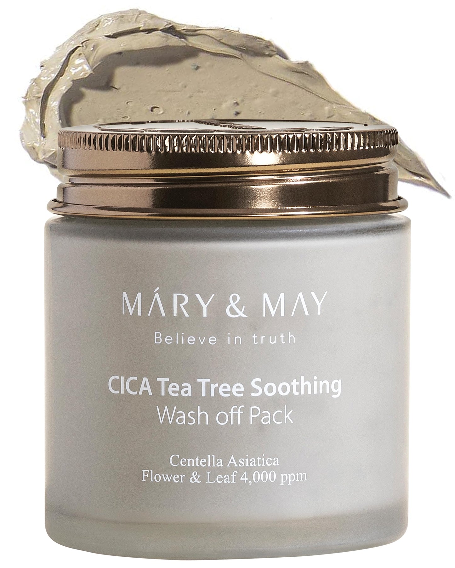 Mary&May Vegan Cica Tea Tree Soothing Wash Off Pack - Natural Centella Clay Mask for Sensitive Skin, Relieves Irritation, Cleanses Pores