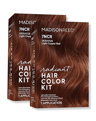Madison Reed Radiant Hair Color Kit - 7NCR Light Copper Red (Vesuvius Red), Dimensional Gray Hair Blending Permanent Hair Dye, PPD-Free