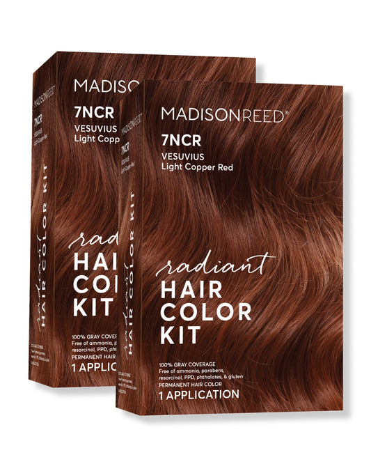 Madison Reed Radiant Hair Color Kit - 7NCR Light Copper Red (Vesuvius Red), Dimensional Gray Hair Blending Permanent Hair Dye, PPD-Free