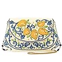 Mary Frances Capri Lemons Beaded Crossbody Handbag - Lemon Fruit Embroidered Evening Clutch Purse with Removable Chain Strap, Multicolor