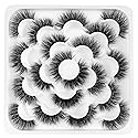Newcally Lashes 3D Fake Eyelashes 18MM Dramatic Faux Mink Eyelashes Pack 10 Pairs Thick Long Volume False Eye Lashes