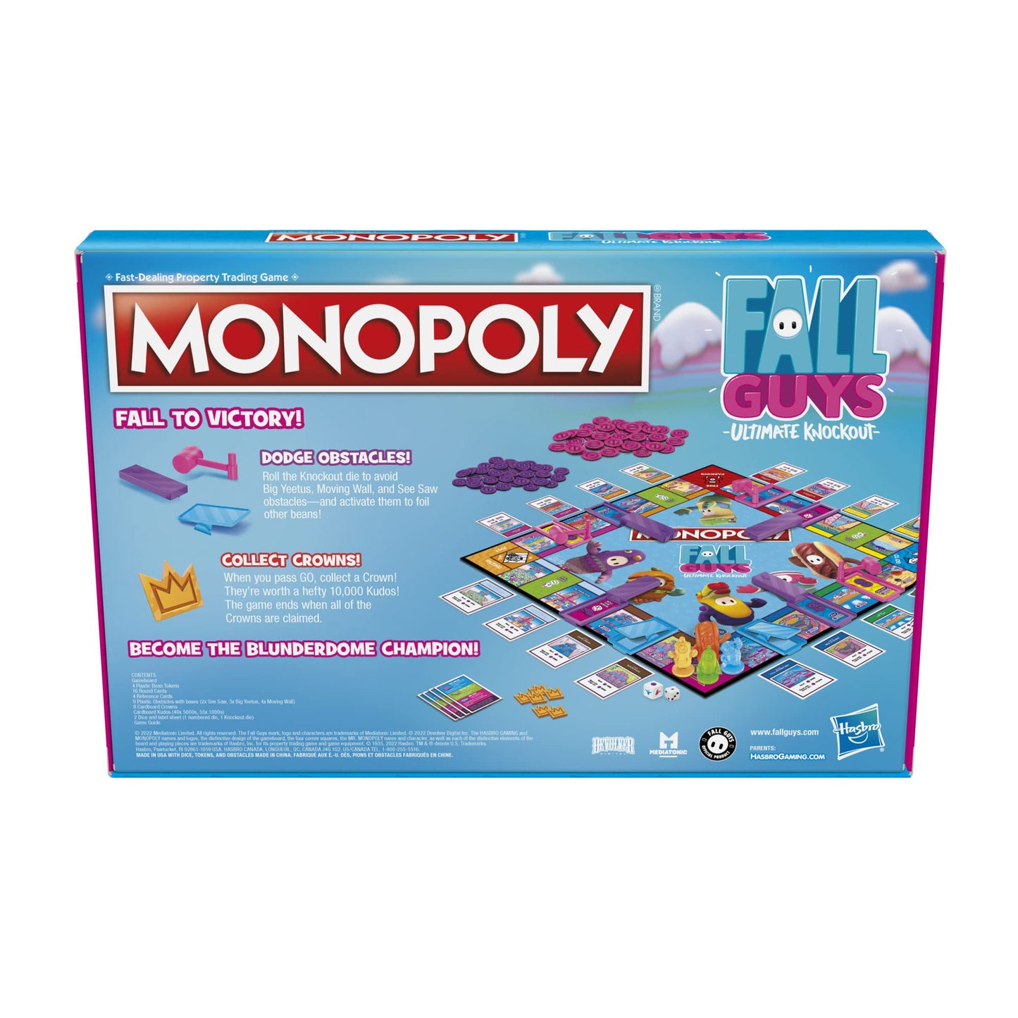 Monopoly Fall Guys Ultimate Knockout Edition Board Game for Players Ages 8 and Up, Dodge Interactive Obstacles, Includes Knockout Die