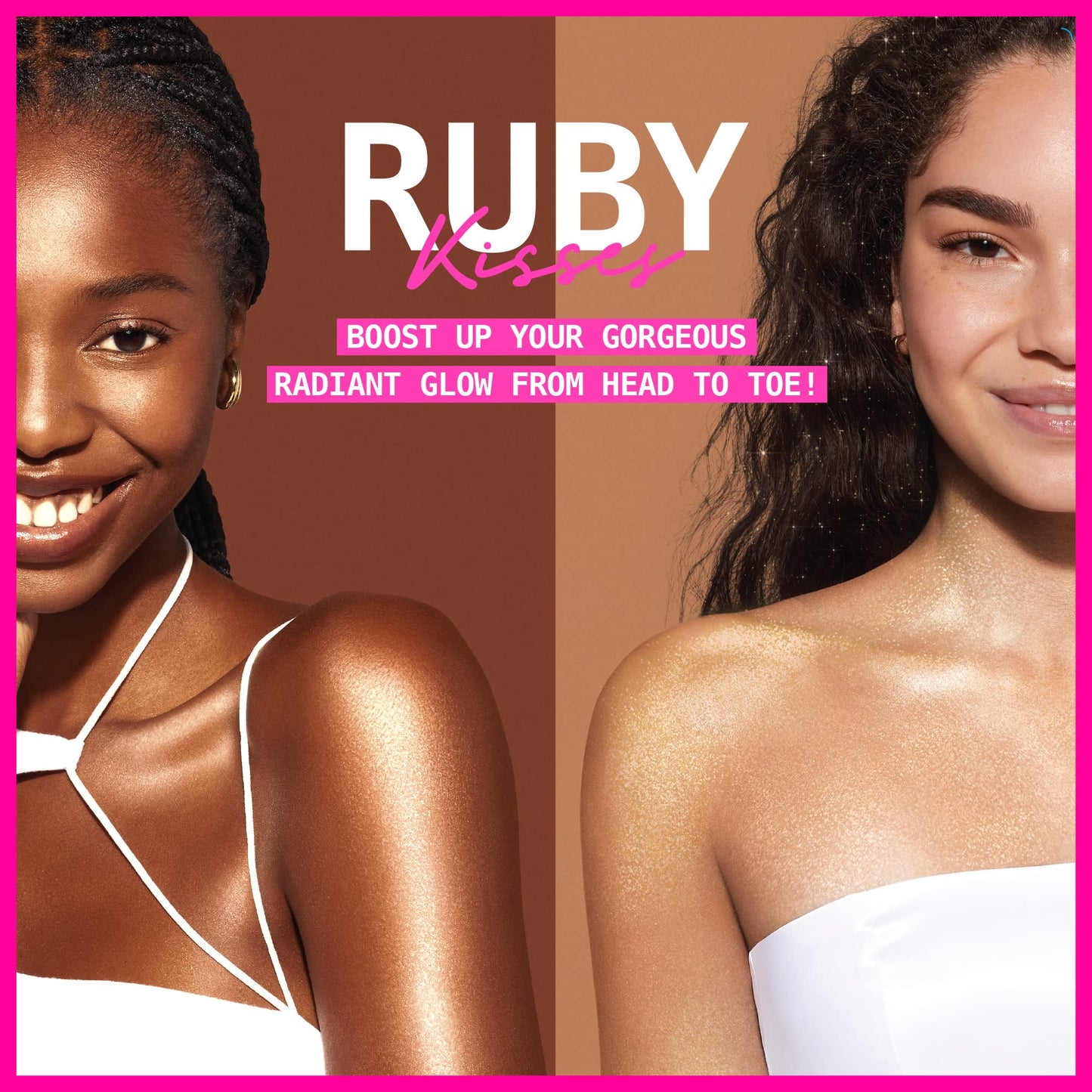 Ruby Kisses Radiant Drops, Shimmer Liquid Highlighter Makeup, Smooth Illuminator for Face Body, Natural Glow Dewiness Glitter for Skin (Unicorn)