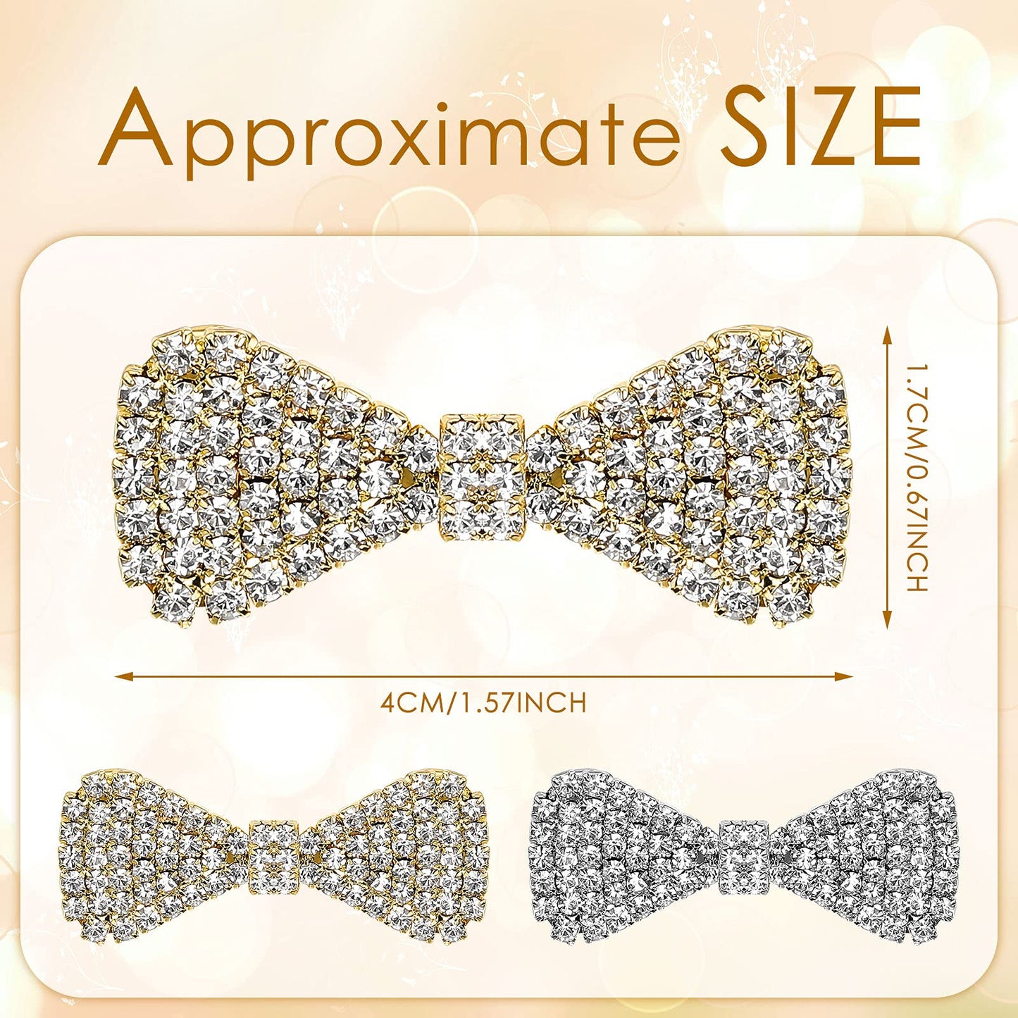 WILLBOND 6 Pcs Crystal Rhinestone Hair Clip Sparkly Bling Silver Gold Cute Bows Wedding Barrette for Women Mini Alligator Diamond Clip Bridal Hair